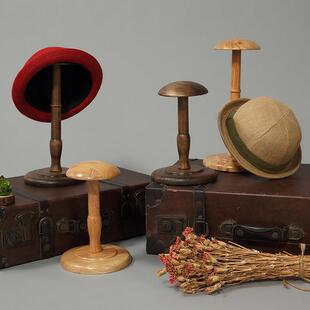 模特道具 实木台式帽架帽托 托时尚服装饰品店帽子展示陈列架人头