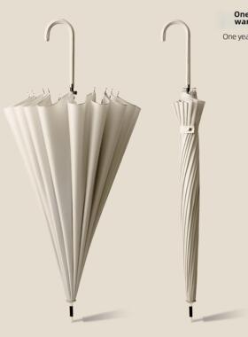 16骨长柄女伞，风雨无阻，强自动大双男士抗风钩小清新定制伞