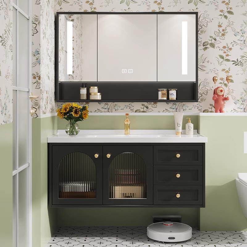 法式浴室柜陶瓷一体化妆室洗漱台加深洗手洗脸盆柜组合浴柜