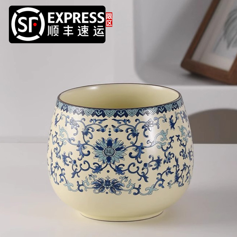 高端茶洗陶瓷简约茶渣缸小大号废水桶烟灰缸茶水盂茶具配件茶水缸