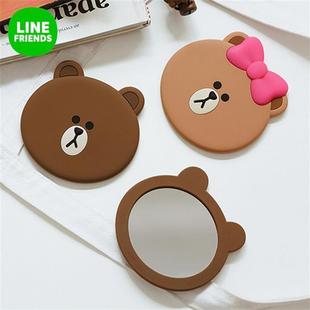 line卡通可爱可妮兔布朗熊萨莉鸭便携PVC软胶化妆小镜子手拿镜子