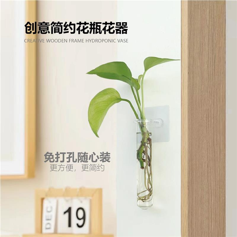 免打孔挂壁水培插花试管花瓶花器墙壁客厅装饰挂饰墙上挂墙透明