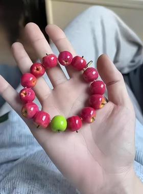 高颜值苹果转运手链好运一路‘链’接水果甜美招财转运红苹果手链