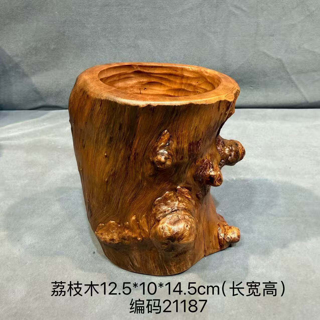 天然荔枝木根雕笔筒 收纳艺术装饰摆件 纯手工精工制作 创意精选