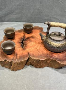 荔枝木原木原色古朴底座茶杯垫随形实木崖柏隔热垫壶承围炉垫包邮