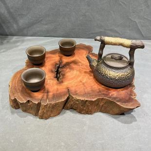荔枝木原木原色古朴底座茶杯垫随形实木崖柏隔热垫壶承围炉垫包邮