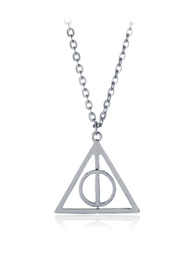 跨境欧美跨境饰品 时尚个性死亡圣器复活石吊坠可旋转三角形项链