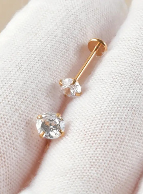唇钉耳钉不锈钢唇环1.2mm款锆石长杆耳骨钉亚马逊跨境穿刺饰品