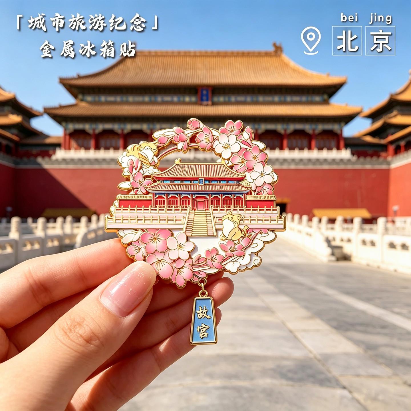 北京故宫樱花金属吊坠磁吸冰箱贴城市旅游景区纪念品文创伴手礼品