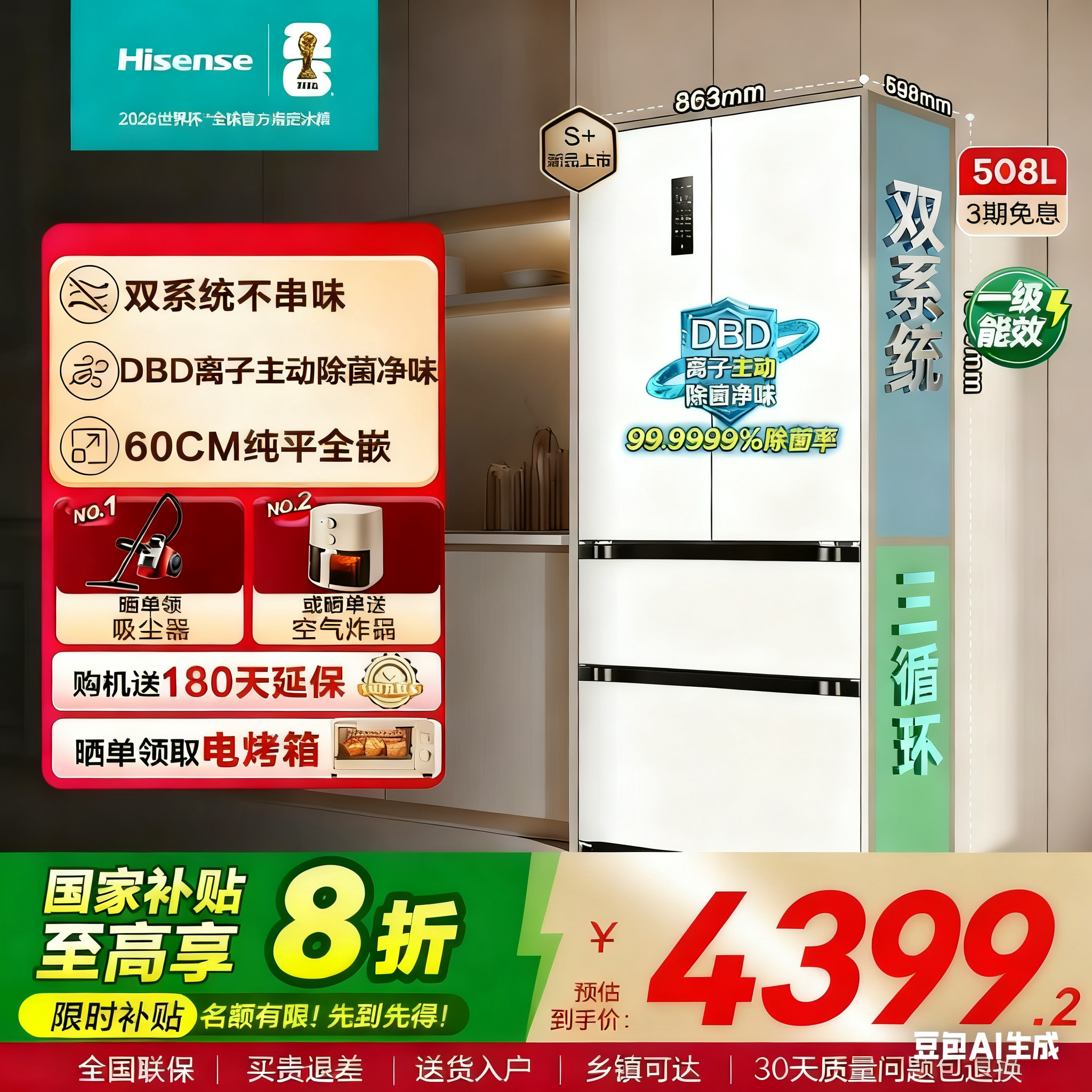 ڲBCD-508S3CZKQD-KS51 508Lɻ Ŵ󱡺508Ƕʽ䷨ʽ60cmǶ˫ϵͳһ 4159.2Ԫ()