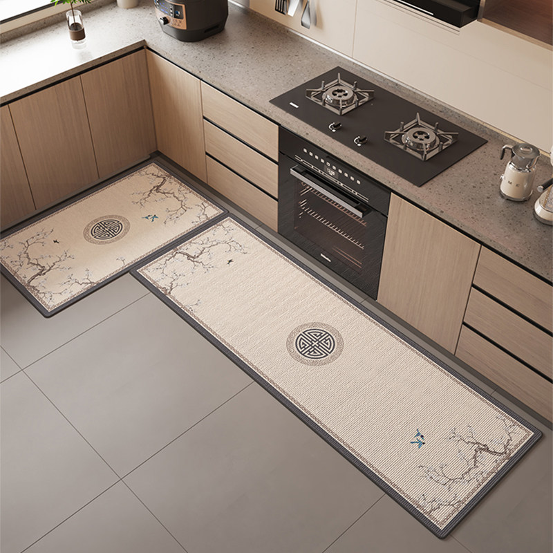 新中式厨房地垫吸水防油耐脏防污防滑易打理地毯可裁剪厨房脚垫子,居家布艺,厨房地垫,淘宝优惠券,粉丝福利购,淘宝优惠卷