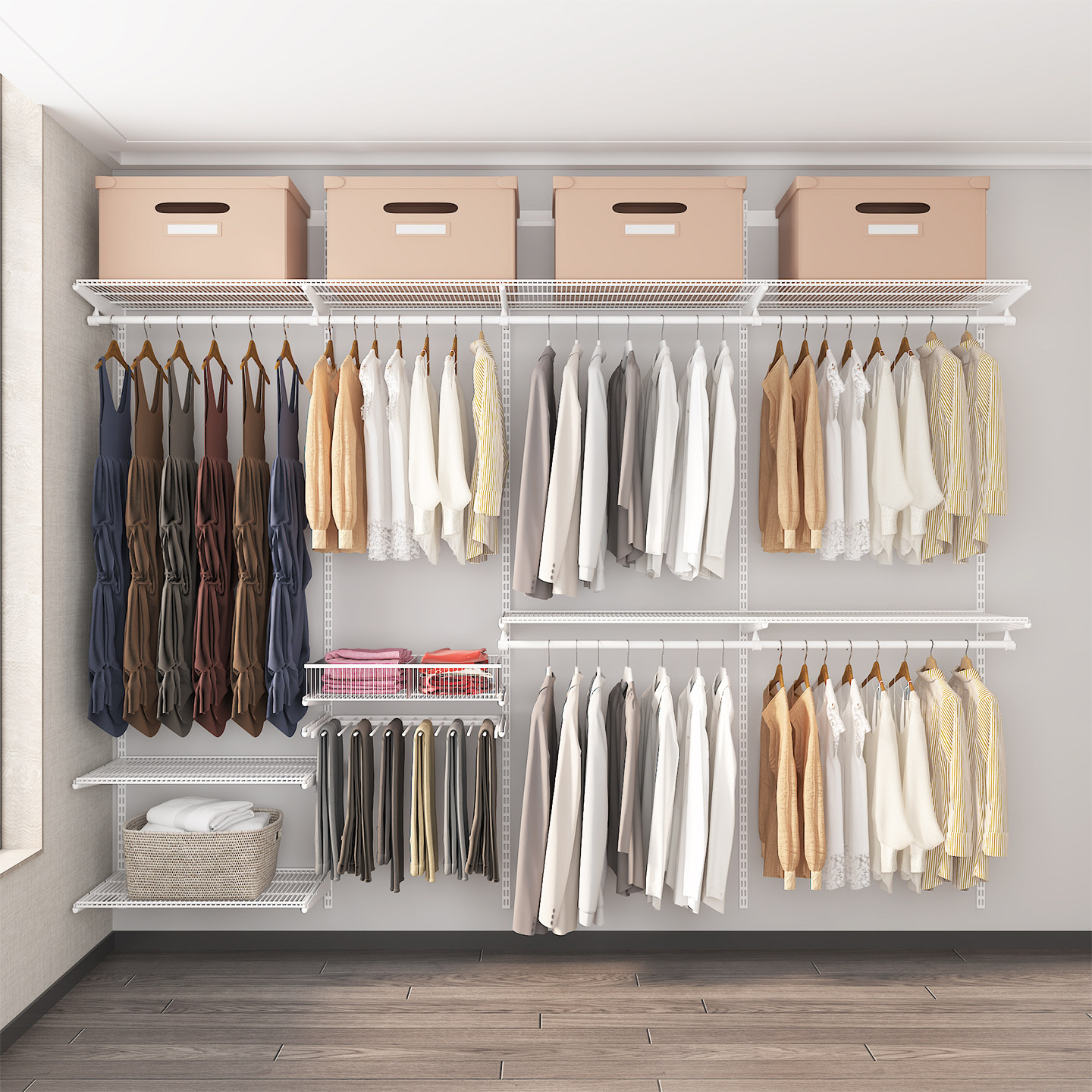 置立方【源头工厂】3米宽步入式金属砌墙衣柜定制挂衣置物收纳