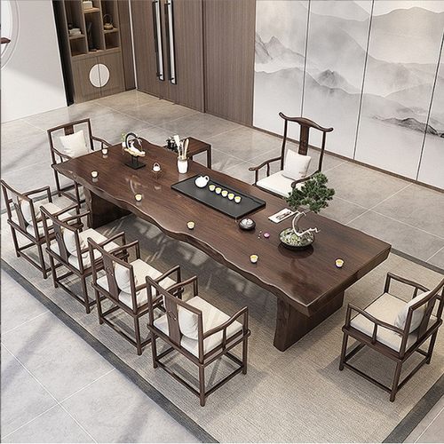 大板实木茶桌中式泡茶轻奢现代简约办公室茶台家用客厅茶桌椅组合