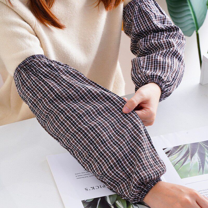 格子袖套男女成人户外干活防污清洁劳保布袖套护袖儿童套袖秋冬季