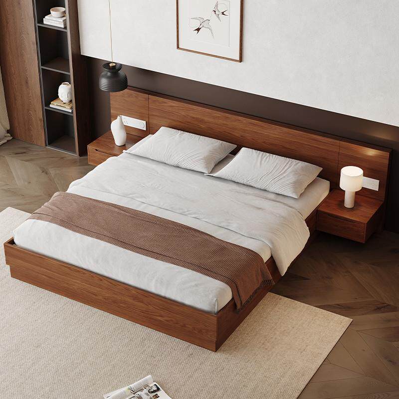 悬浮记实木橡木床高箱储物床主卧1米5简约现代家用卧室1米8双人床