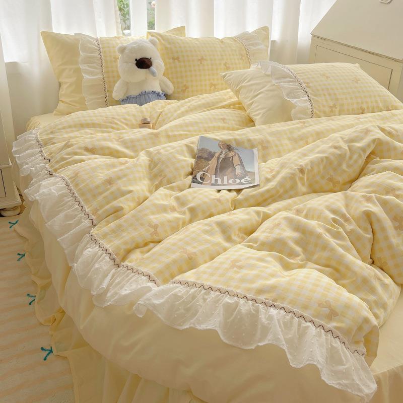 韩式公主风浪漫温柔花边全棉纯棉床上四件套家用床单被套床品被罩