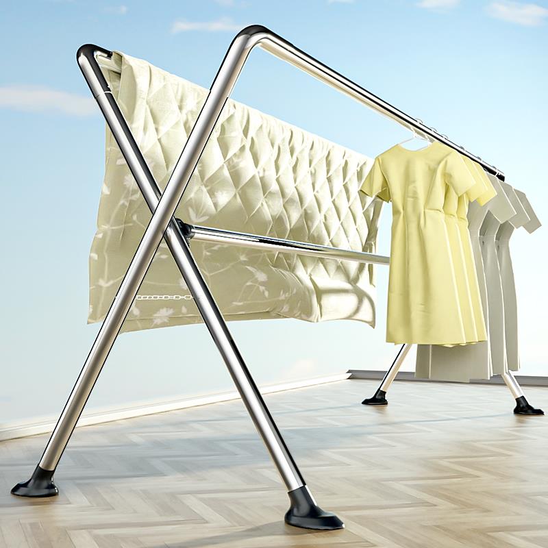 折叠晾衣架落地室内外家用阳台不锈钢凉伸缩升降晾衣杆晒被承钧日