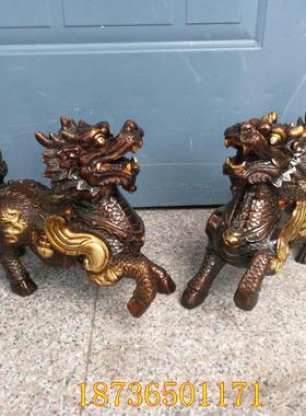 纯铜麒麟彷古鎏金火麒麟镇宅招财家居装饰工艺品铜器桌面手工摆件