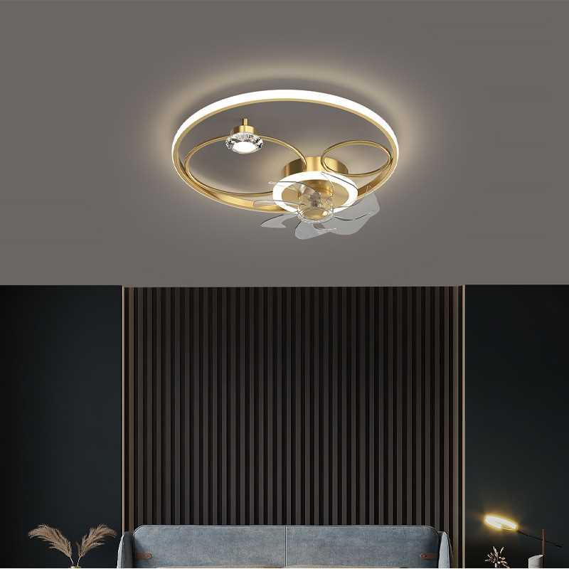 智能吸顶风扇灯餐厅客厅卧室吊扇灯北欧简约隐形带电风扇吊灯一体