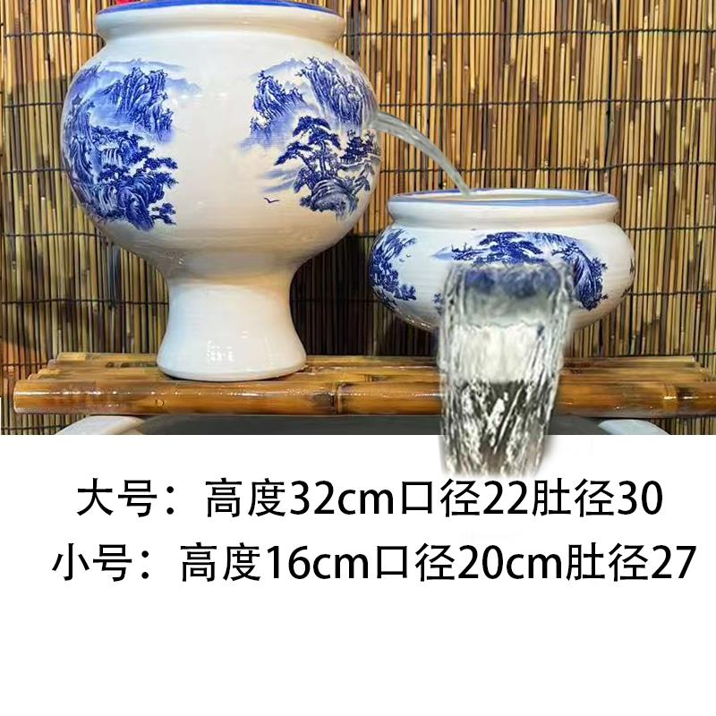 养鱼过滤器循环水古法生态鱼缸瀑布流水摆件陶瓷陶罐阳台造景全套