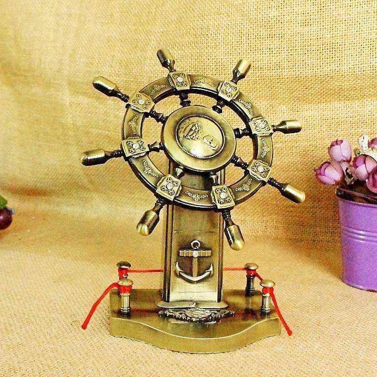 金属领航舵摆件舵手船舵航海家居工艺品办公室桌面装饰品开业礼品