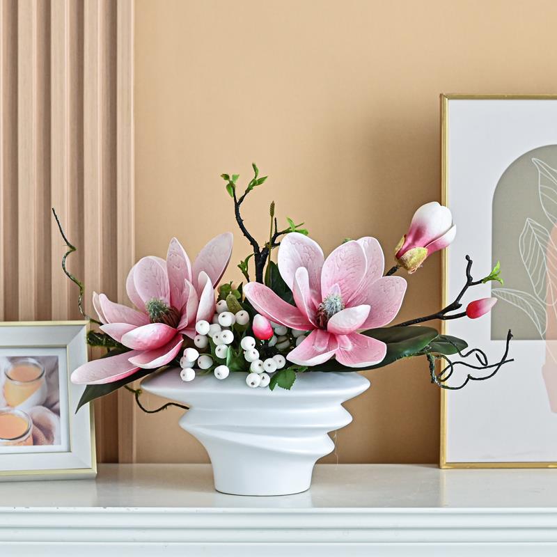 插花手感玉兰仿真花假花绢花客厅装饰摆件餐桌摆设室内摆放插花束