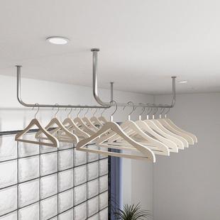 不锈钢阳台固定晾衣杆吊挂户外晒衣被杆单杠式侧挂悬吊式天花板墙