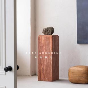 红洞大理石雕塑台装 饰落地摆件底座基座电视柜玄关柱子墩子展示台