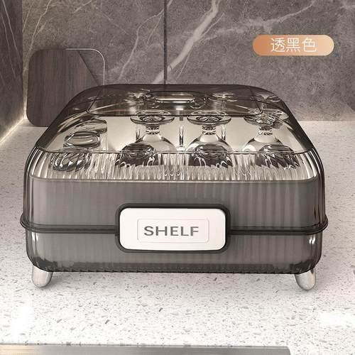 碗柜厨房置物架碗碟碗盘双层碗架装沥水架碗筷收纳盒防尘家用餐具