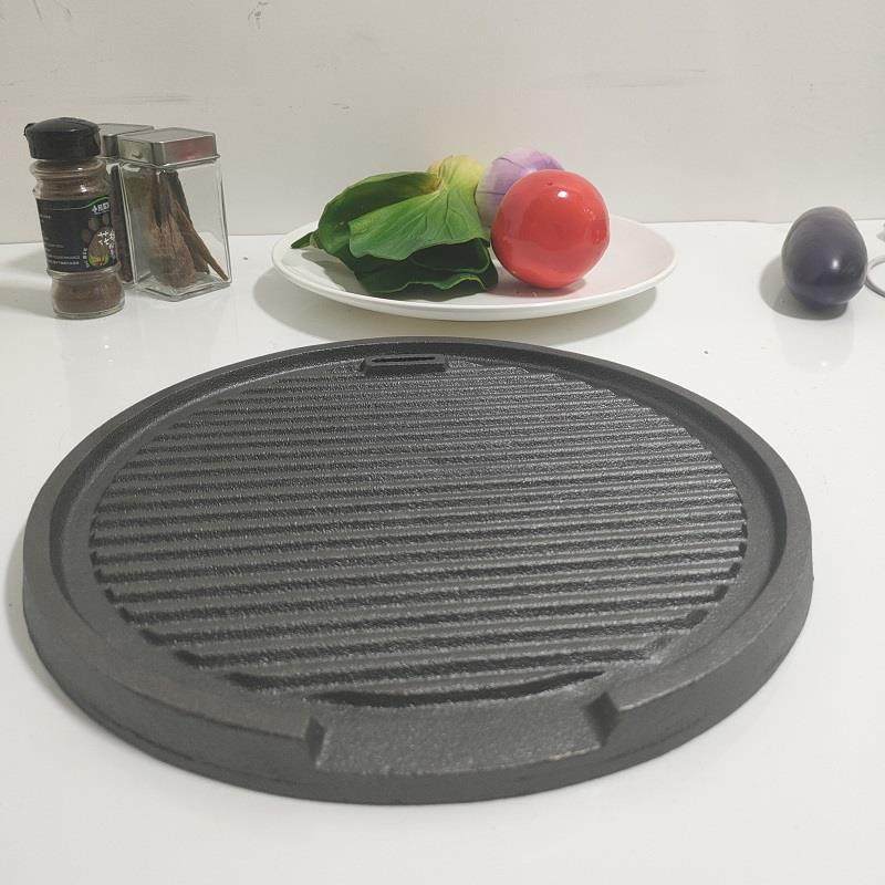 铸铁炙子烤肉盘双面煎锅无涂层烤盘韩式商用炉烧烤架酒店定制新款