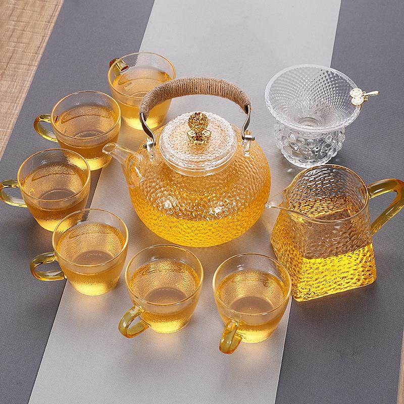 锤纹玻璃茶具套装家用礼盒装办公简约耐热玻璃泡茶壶功夫茶杯礼品