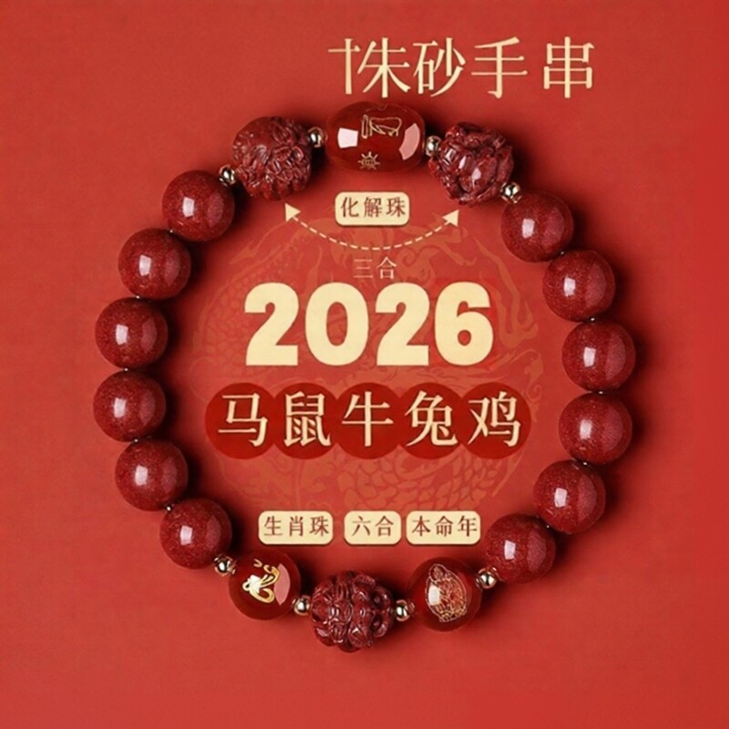 普陀山三合六合天然朱砂手串男女