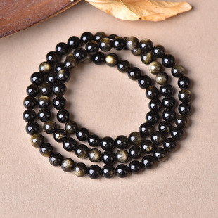 天然7A级双眼银黑曜石手链霸气银耀石圆珠散珠手串女闺蜜生日礼物