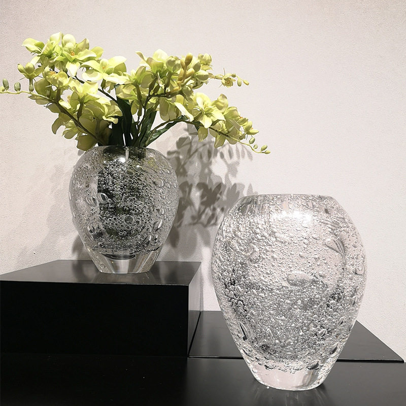 简约现代透明气泡琉璃花瓶家居软装饰品样板房间餐桌花器插花摆件