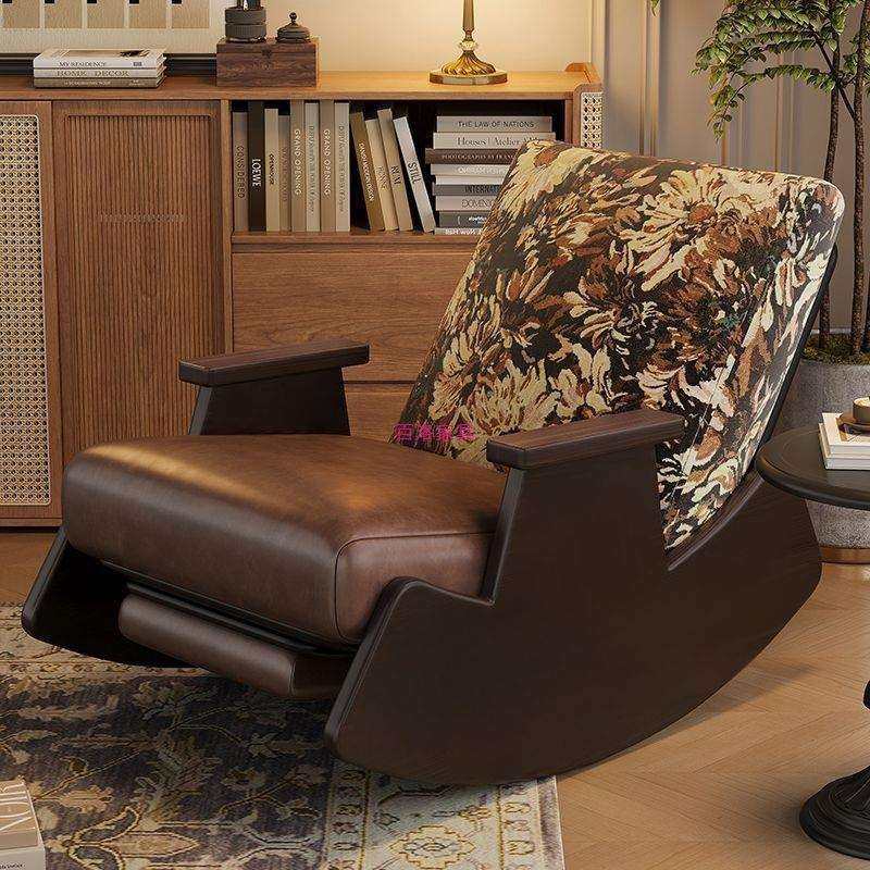 实木摇摇椅阳台单人沙发椅家用客厅休闲椅可睡可躺懒人椅复古躺椅