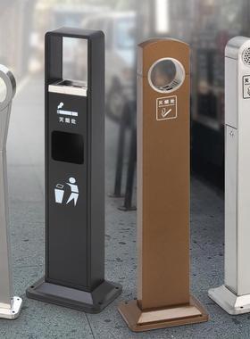 不锈钢烟灰柱立式烟蒂收集桶垃圾筒烤漆黑色垃圾桶烟兜灭烟垃圾桶