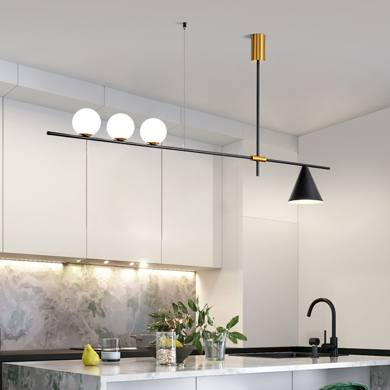 极简餐厅吊灯现代简约办公室轻奢长条灯北欧创意个性餐桌吧台灯具