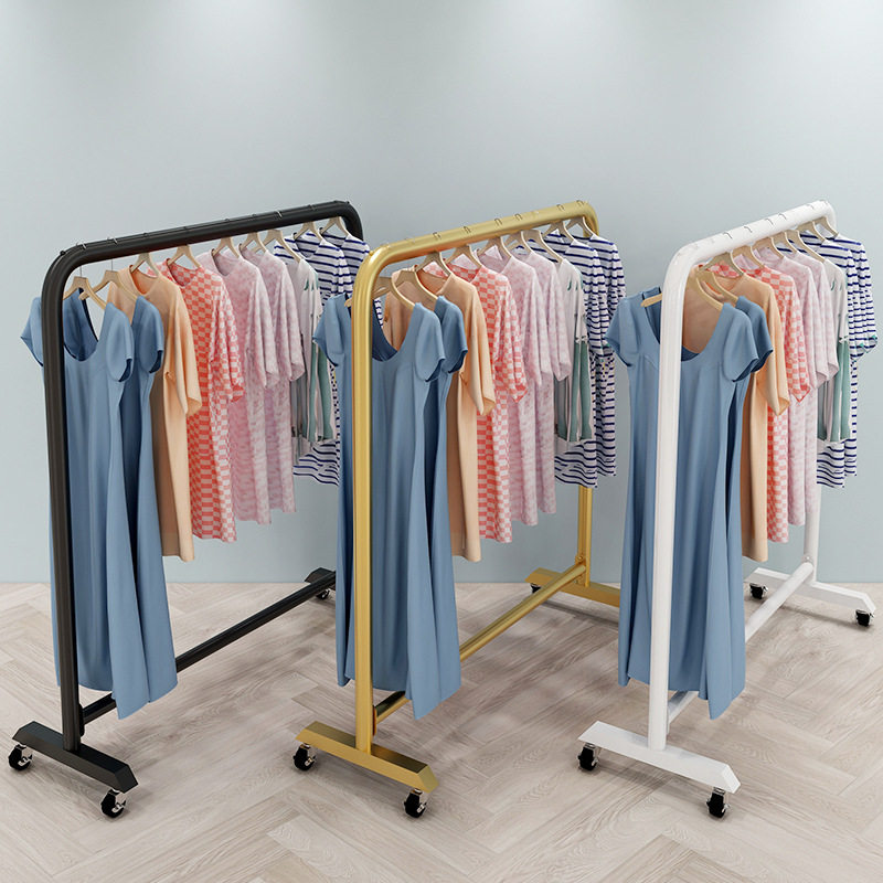 服装店衣架展示架落地女童装挂衣服单杆上墙龙门货架子移动轮
