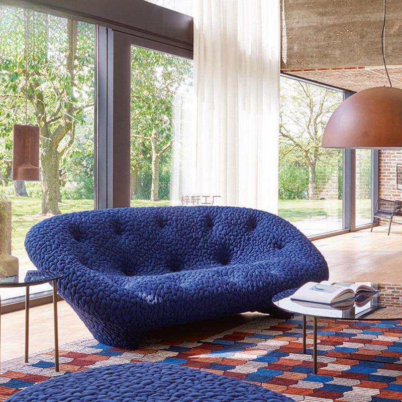 意式写意沙发ploum贝壳极简空间弧形布艺网红设计师现代创意黑色