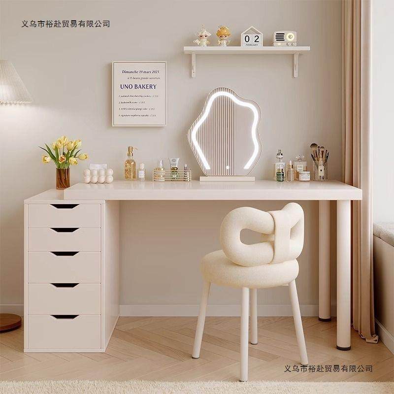 奶油风书桌家用女生卧室化妆桌斗柜一体化梳妆台简约小户型电脑桌,电子元器件市场,其它元器件,淘宝优惠券,粉丝福利购,淘宝优惠卷