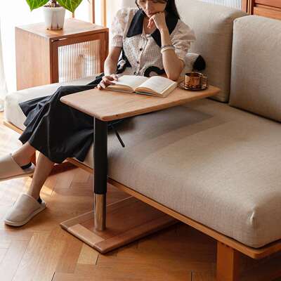 及木气动升降小沙发边几移动卡几实木小边桌樱桃木黑胡桃CJ046