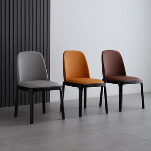 真皮餐椅家用靠背椅北欧实木椅子简约现代化妆椅乳胶软包凳子舒适