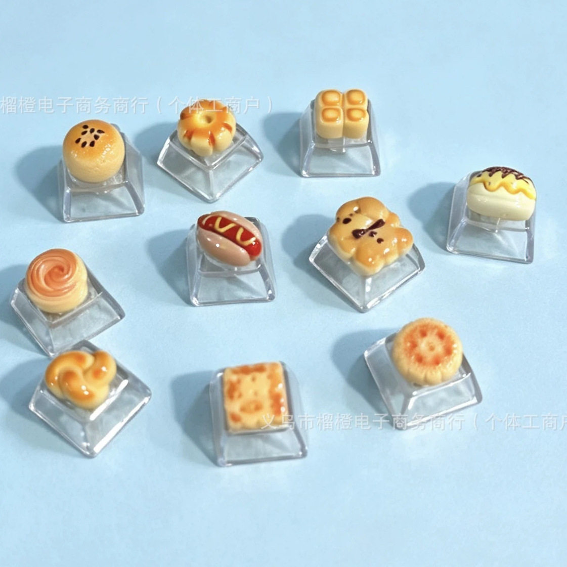 跨境创意diy键帽解压按键配件配饰ABS树脂可爱食玩系列蛋黄酥饼干图片