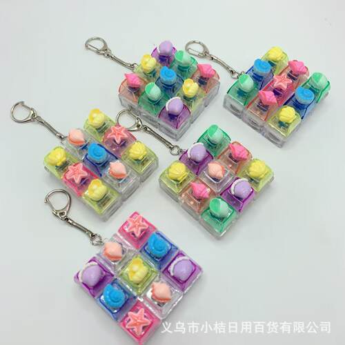 新品diy海洋动物系列9键发光解压按键钥匙扣玩具解压挂件摆件