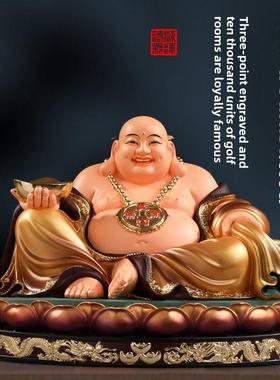 家用开心大肚弥勒佛像红衣弥勒神像居家供奉宽体笑佛招财弥勒佛