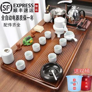 全自动上水烧水壶一体茶台功夫茶具家用客厅办公茶托 整块茶盘套装