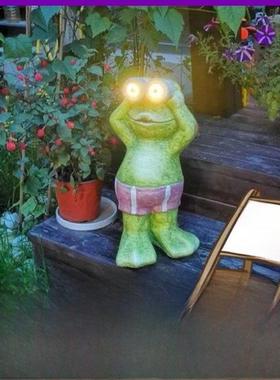 手表守卫青蛙太阳能电子夜灯户外花园庭院地板装饰装饰品杂货