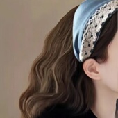 brimmed Fabric French New Wide Headband Wash Lace Face