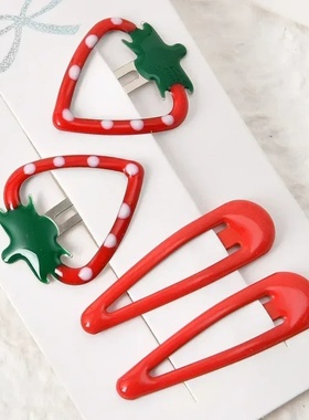 Hot Sweetly Strawberry Fruit BB Hair Claw Side Clips for Wo