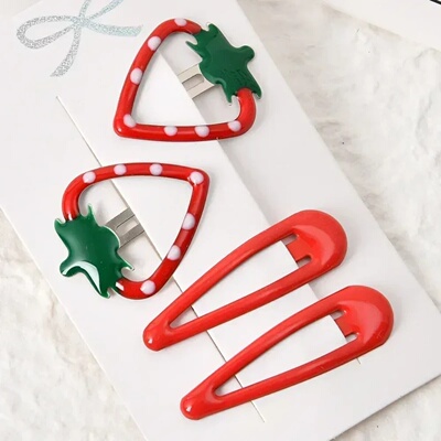 Hot Sweetly Strawberry Fruit BB Hair Claw Side Clips for Wo